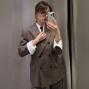 Zara Light Brown Fitted Wool Blend Jacket